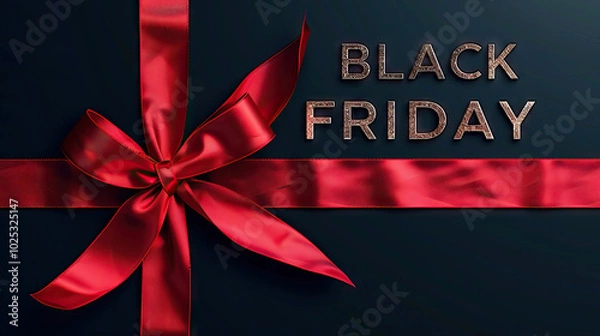 Obraz Black Background With Bold Red Ribbons