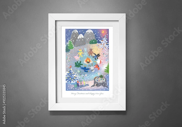 Fototapeta Art Cute Winter Poster Layout
