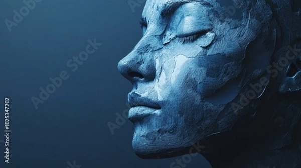 Obraz A woman's face is painted blue and white