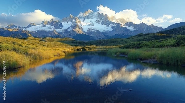 Fototapeta Majestic Mountain Reflection in Serene Lake Landscape