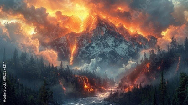 Fototapeta Volcanic Mountain Landscape