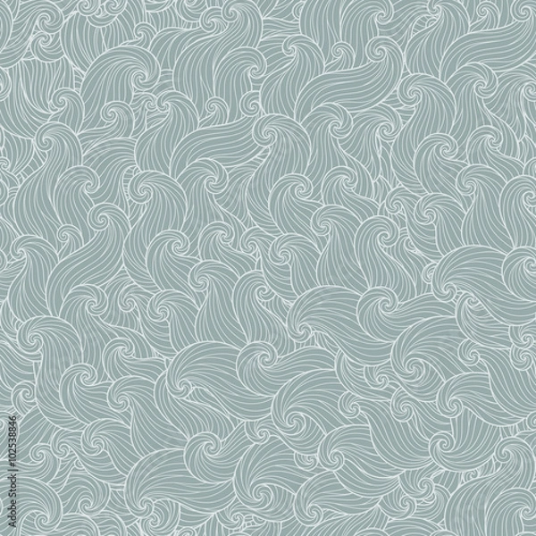 Fototapeta Hand drawn seamless wave background.