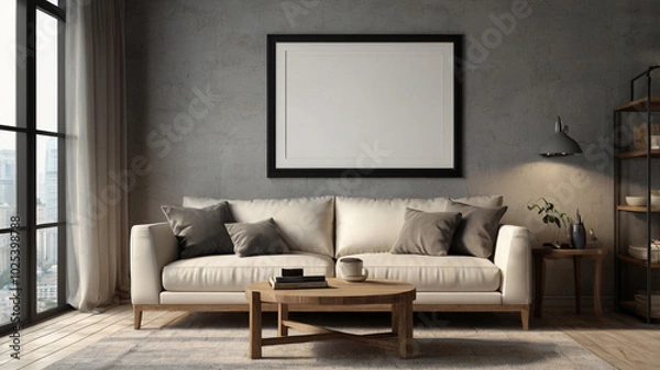 Fototapeta Modern living room interior 3d render. Living room interior design.