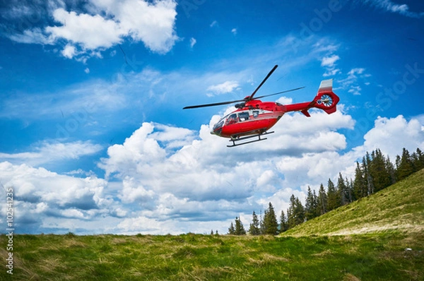 Obraz Start helikoptera w górach