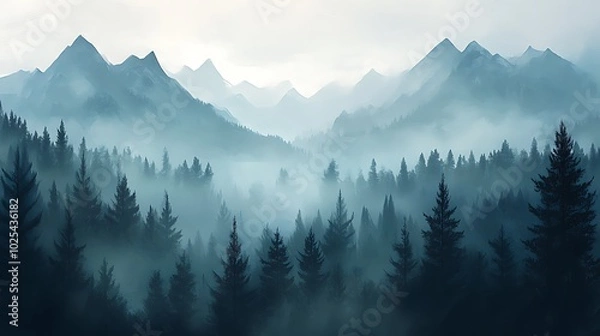 Fototapeta Misty Mountain Forest