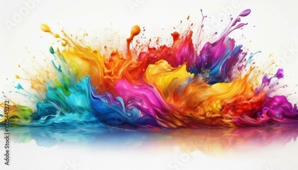 Fototapeta Vibrant Watercolor Splash Art with Abstract Patterns and Swirling Colors