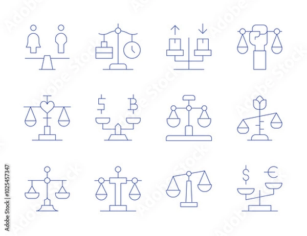 Fototapeta Balance icons. Thin Line style, editable stroke. balance in technology, user experience, interface design, functionality, accessibility