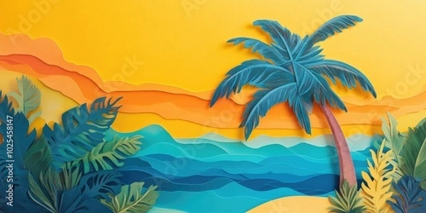 Fototapeta Palm tree by the coast, Coastal palm tree