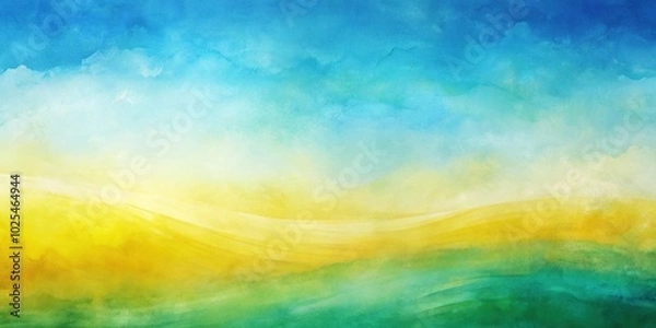 Fototapeta Minimalist abstract summer background with a mix of yellow, blue, and green