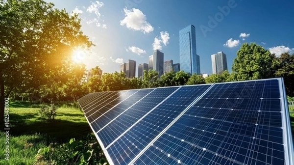 Obraz Solar Panel Installation in Urban Setting