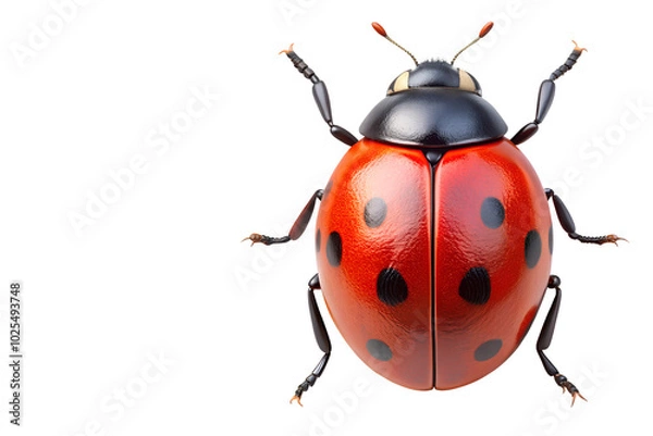 Fototapeta 3d ladybug isolated on white background transparent PNG and copy space