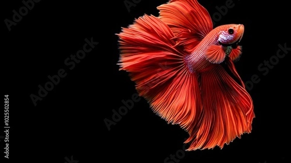 Fototapeta Red Betta Fish with Flowing Fins