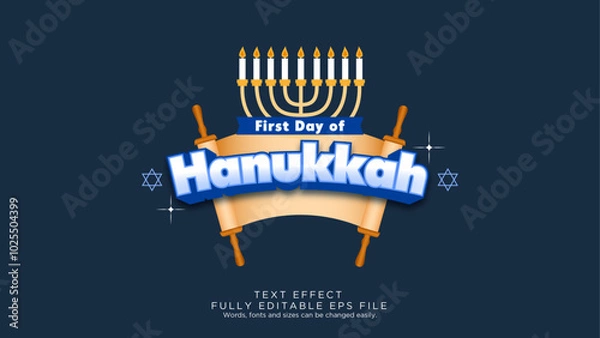 Fototapeta First Day of Hanukkah Text Effect Font Type