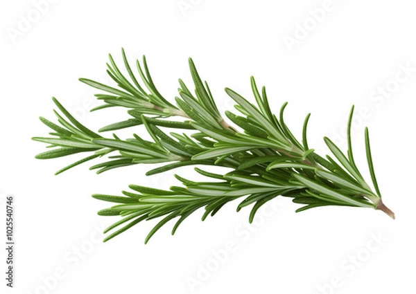 Fototapeta Fresh rosemary sprig on a transparent background showcasing vibrant green needles and aromatic qualities for culinary use