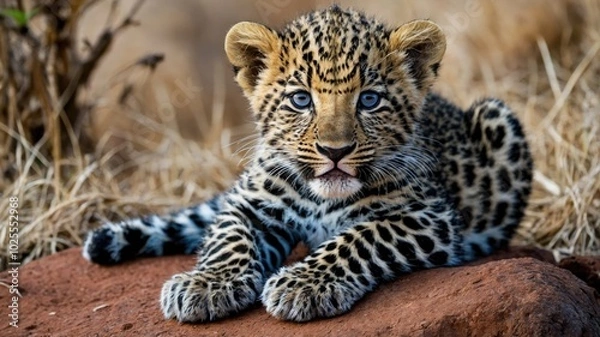 Obraz image of leopard cub tanzania africa