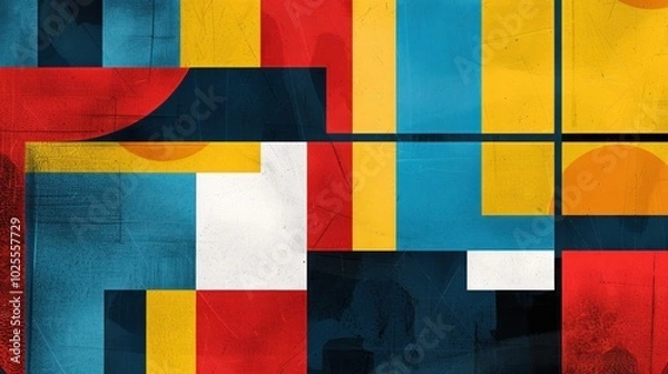 Fototapeta Abstract Geometric Pattern with Red, Yellow, Blue, and White Colors