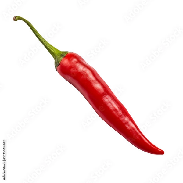 Fototapeta Bright red chili pepper resting on a white surface, showcasing its vibrant color and shape