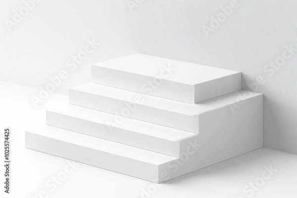 Obraz Light background featuring a 3D vector stack of white boxes, each smaller than the last.