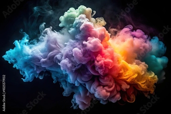 Fototapeta Dynamic and fluid cloud of smoke showcasing a smooth gradient of colors