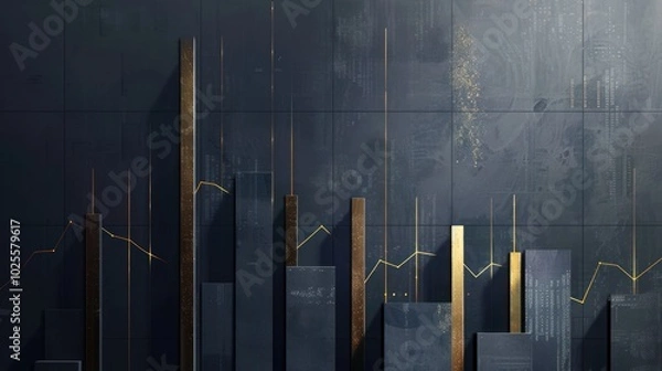 Obraz Abstract Gold Line Chart on a Black and Gold Surface