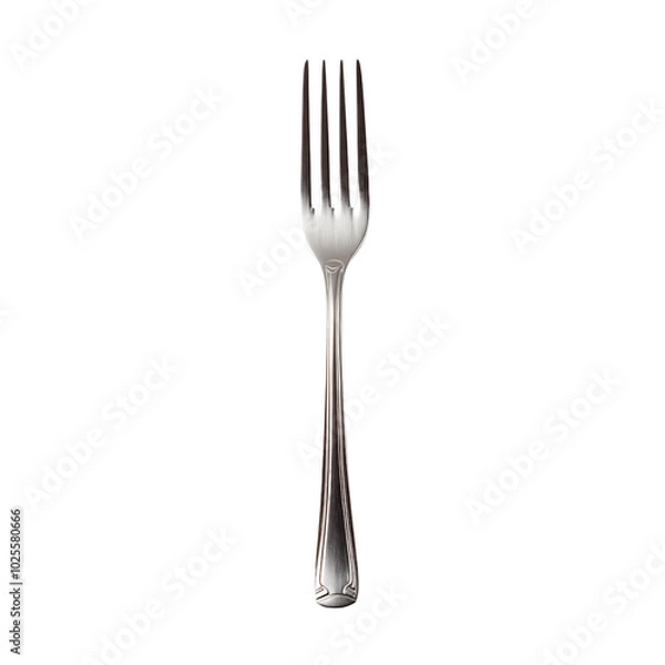 Obraz A silver fork placed upright on a clean transparent background ready for dining or serving food