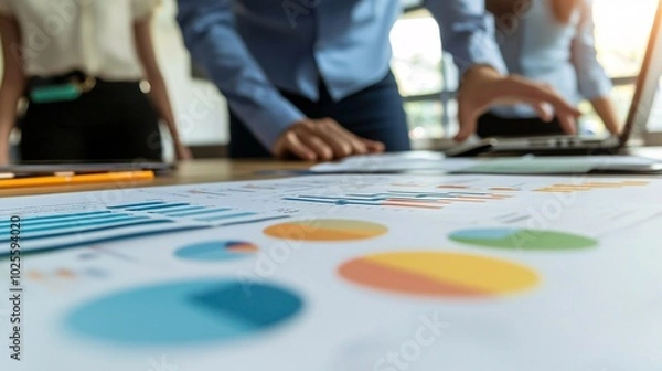 Fototapeta A versatile poster template designed for professional presentations, featuring a clean white backdrop and generous space for strategic content.