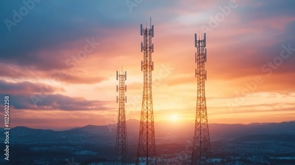 Fototapeta Generate a birds eye view of 5G network cybersecurity in action