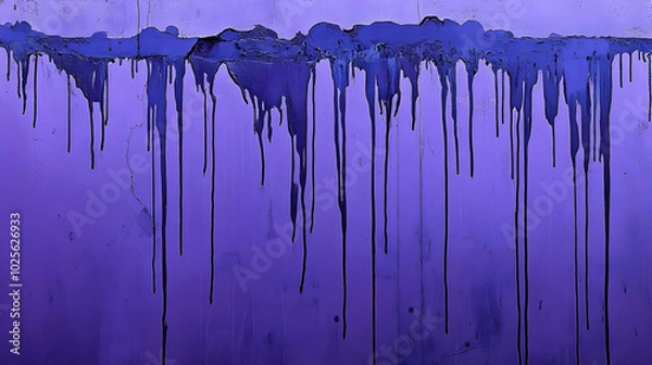 Fototapeta Abstract Purple Wall with Dripping Paint, an Artistic Background Texture