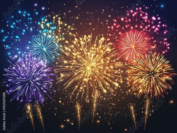 Fototapeta Sparkling Fireworks Display: A Celebration of Light and Color