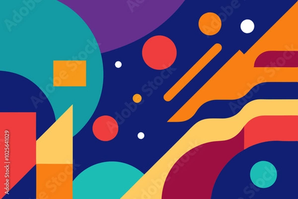 Obraz Vibrant Abstract Waves and Circles Background Design - Colorful Vector Illustration for Modern Graphic Art