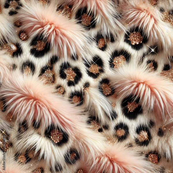 Fototapeta luxury white leopard print fur texture