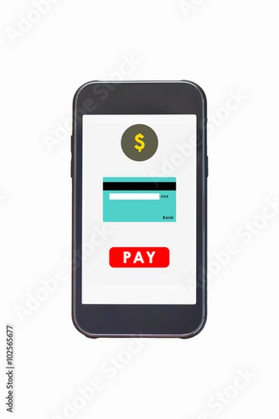 Obraz Mobile payment on smartphone screen.