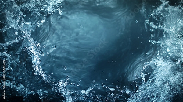 Fototapeta Elegant water frame with soft ripples and splashes