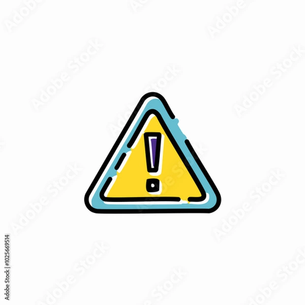 Fototapeta Warning triangle with exclamation mark. Attention sign. Vector illustration.