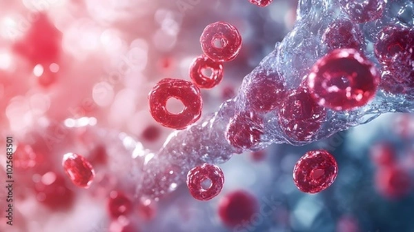 Obraz Glucose Molecules and Blood Flow Illustration