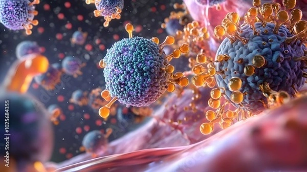 Obraz Illustration of Pancreatic Beta Cells in Action
