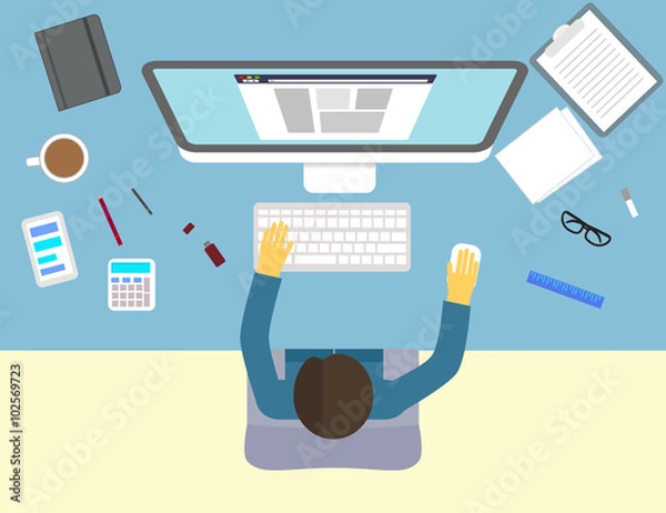 Fototapeta Workspace with design elements. Vector