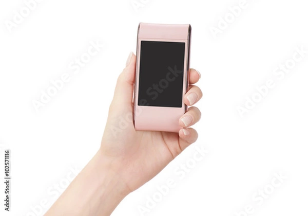 Fototapeta mobile phone in female hand