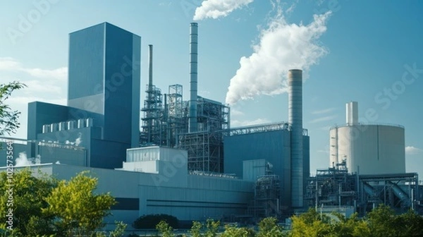 Fototapeta An eco-friendly power plant utilizing industrial waste to generate sustainable energy.