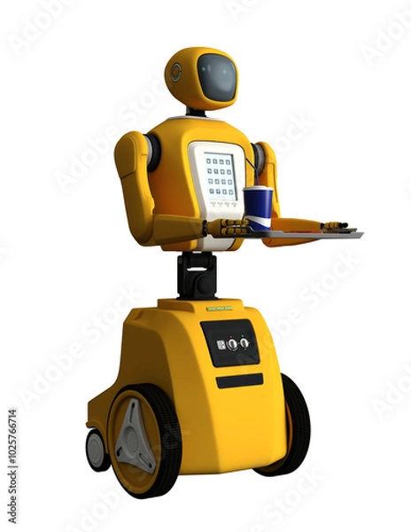 Fototapeta 3d render, cyborg assistant robot