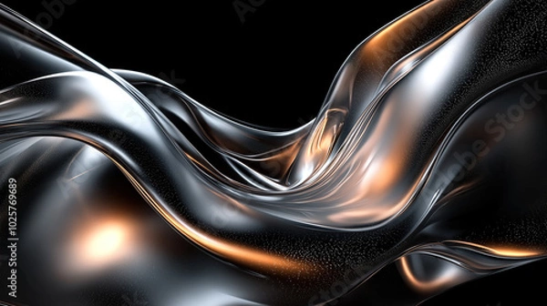 Obraz liquid metal abstraction on black background