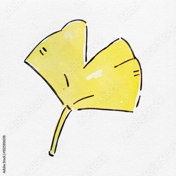 Obraz 水彩 秋を彩る、イチョウのおしゃれな手描きイラスト