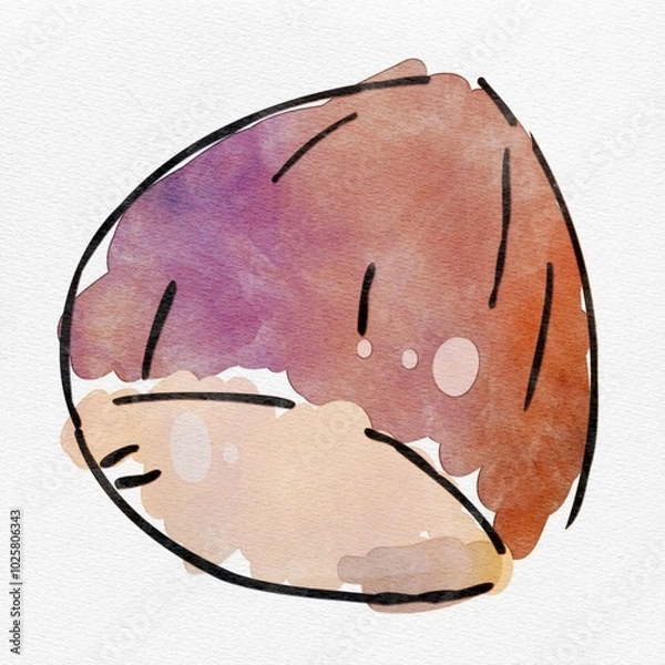 Obraz 水彩 秋を彩る、栗のおしゃれな手描きイラスト