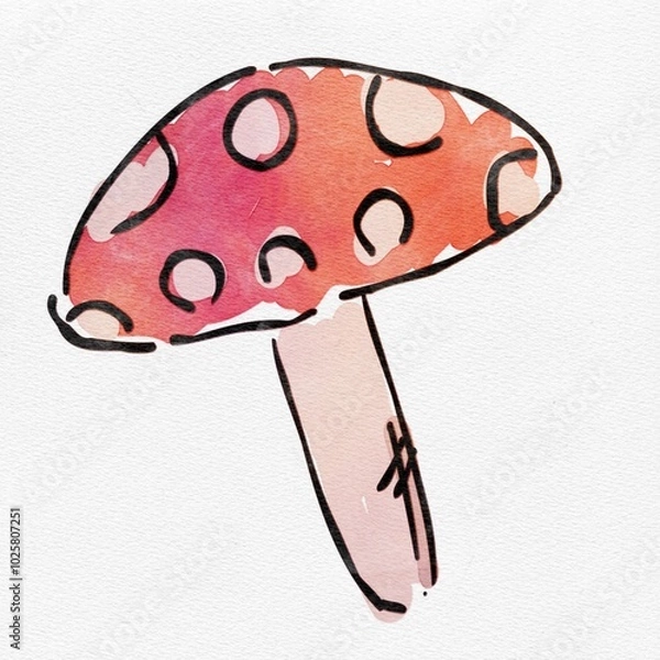 Obraz 水彩 秋を彩る、きのこのおしゃれな手描きイラスト