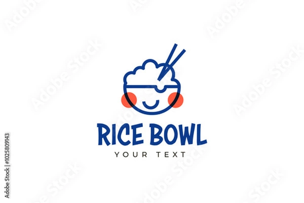 Fototapeta Rice bowl simple logo concept design