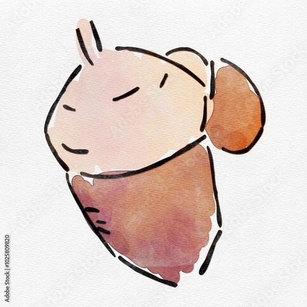 Obraz  水彩 秋を彩る、どんぐりのおしゃれな手描きイラスト
