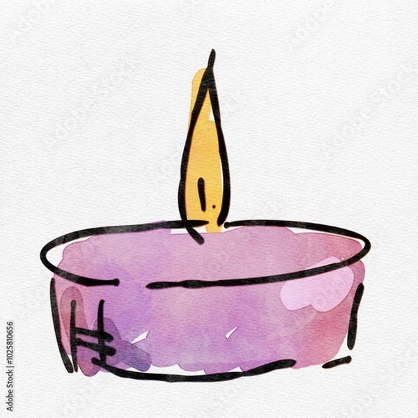 Obraz 水彩 秋を彩る、ろうそくのおしゃれな手描きイラスト