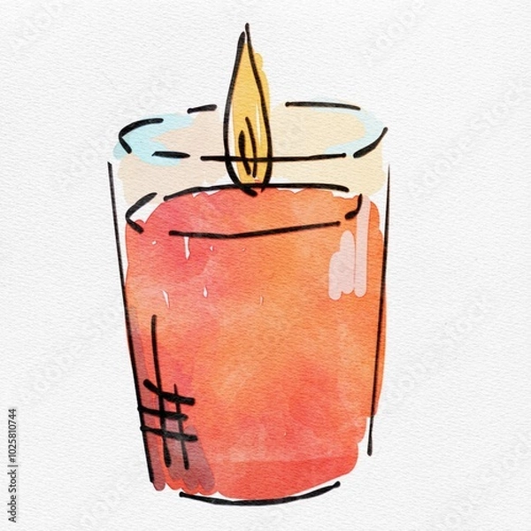 Obraz 水彩 秋を彩る、ろうそくのおしゃれな手描きイラスト