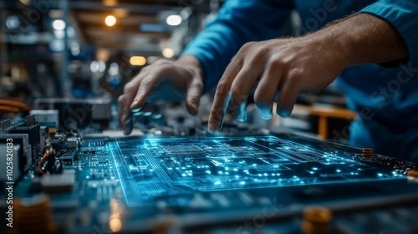 Obraz Technician Working on Circuit Board