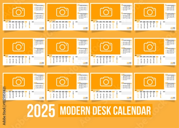 Fototapeta 2025 Clean and Modern Desk Calendar Template - Vector Table and Desktop Calendar Design
